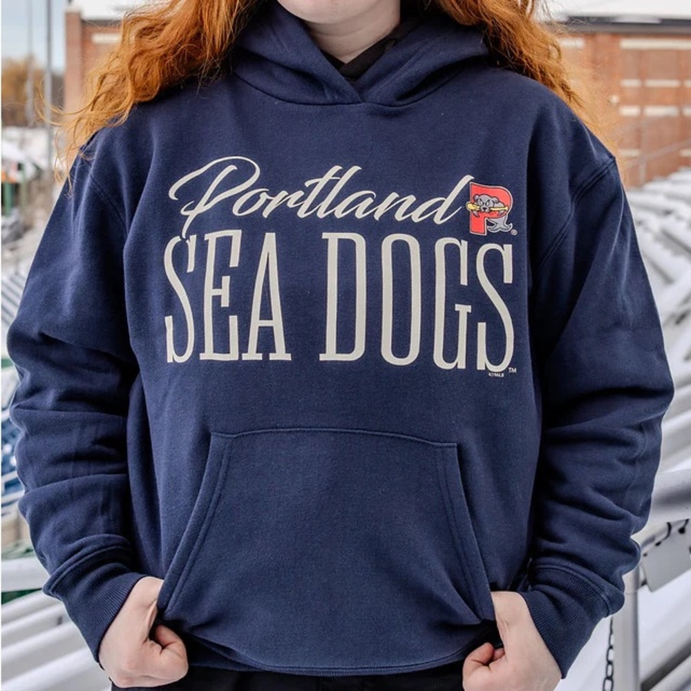 NEW Portland Sea Dogs 47 Brand Womens Hoodie + 3 Baseball Player Cards, Large